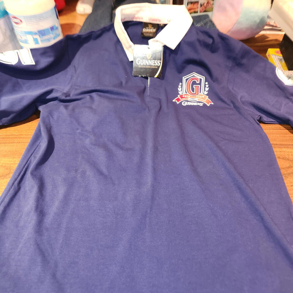 NEW w/Tags Guinness Rugby Style Mens Polo Shirt, Dublin Ireland size Medium